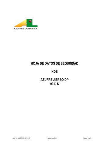 hoja de datos de seguridad hds azufre aereo dp 93% s - Afipa