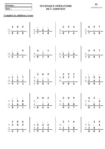 Addition Ã  trous - Nono l'instit