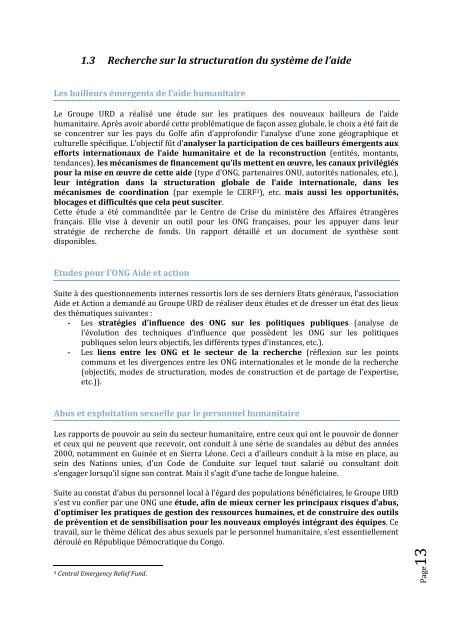 Rapport d'activités 2009 - Groupe URD