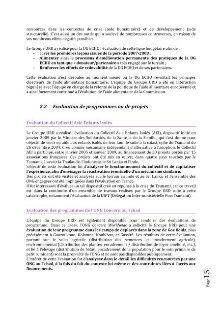 Rapport d'activités 2009 - Groupe URD