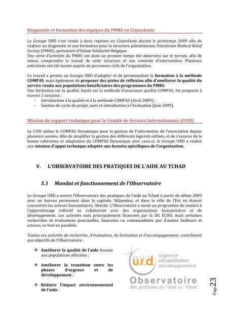 Rapport d'activités 2009 - Groupe URD