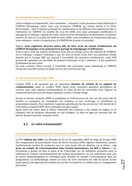 Rapport d'activités 2009 - Groupe URD