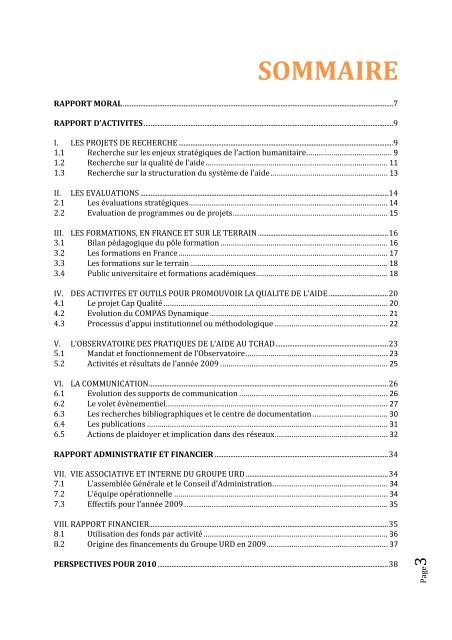 Rapport d'activités 2009 - Groupe URD