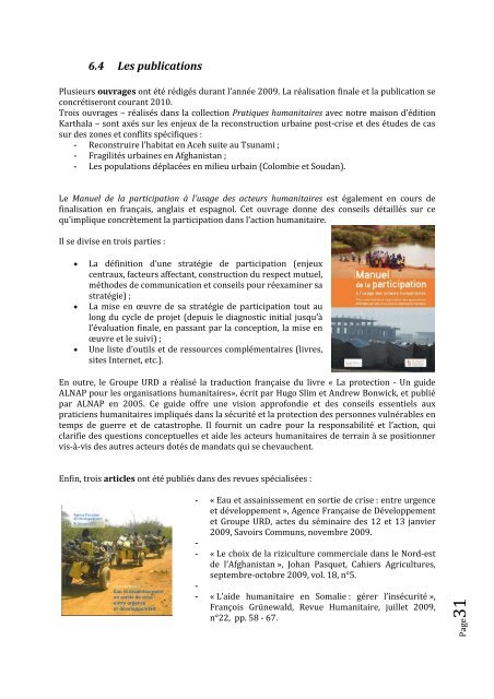 Rapport d'activités 2009 - Groupe URD