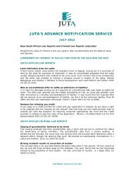 JUTA'S ADVANCE NOTIFICATION SERVICE - Juta - Law