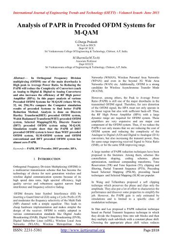 Analysis of PAPR in Precoded OFDM Systems for M-QAM - IJETT ...