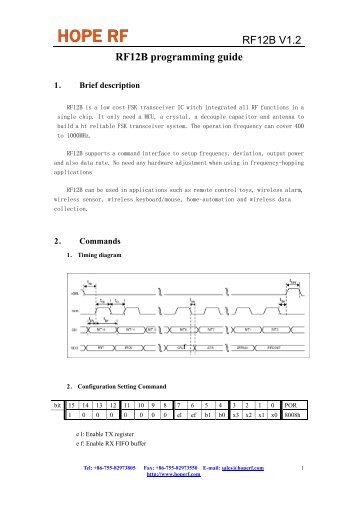 RFM12B programming guide - HOPE Microelectronics