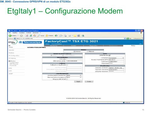 SM_0045 - Connessione GPRS/VPN di un ... - Schneider Electric