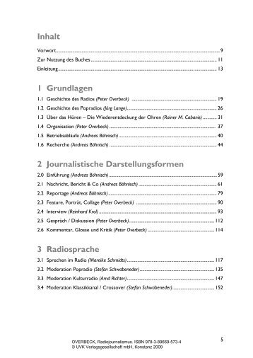 1 Grundlagen 2 Journalistische Darstellungsformen 3 Radiosprache