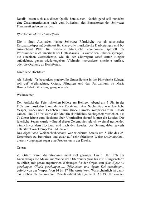 Notizen zur Geschichte der Kirchenmusik in Schwaz