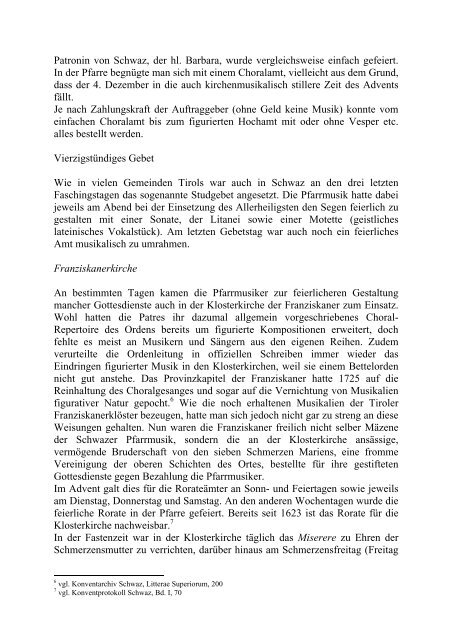 Notizen zur Geschichte der Kirchenmusik in Schwaz