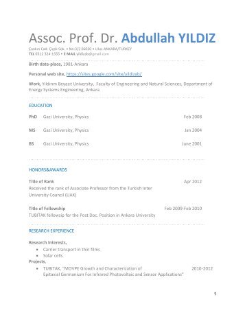 Assoc. Prof. Dr. Abdullah YILDIZ - YÄ±ldÄ±rÄ±m BeyazÄ±t Ãniversitesi