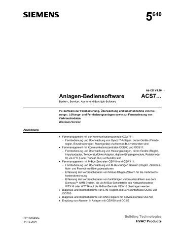 5640 Anlagen-Bediensoftware ACS7… - Siemens Schweiz AG