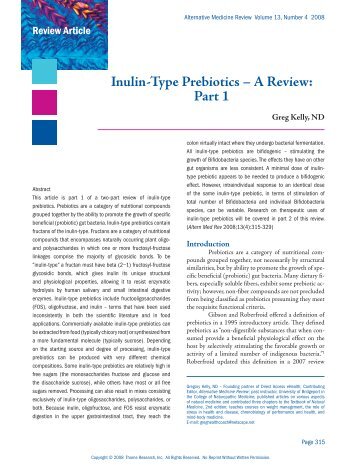 Inulin-Type Prebiotics â A Review: Part 1 - Alternative Medicine ...