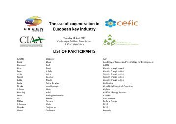 Participant List - COGEN Europe