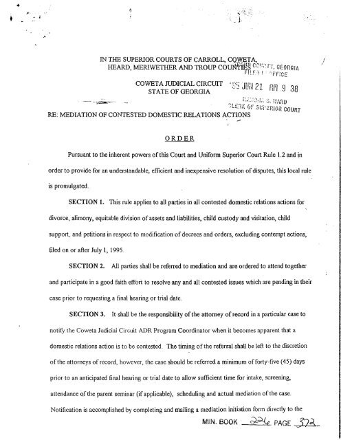 mediation standing order Carroll County Superior Court mediation standing order Carroll County Superior Court