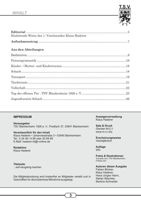 TSVBLANKENHEIM 1926 e. V. - BÃ¼rger Blog Blankenheim