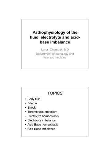 Pathophysiology of the fluid, electrolyte and acid- base imbalance ...