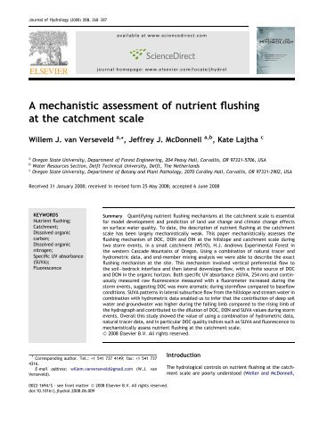 A mechanistic assessment of nutrient flushing at the - HJ Andrews ...