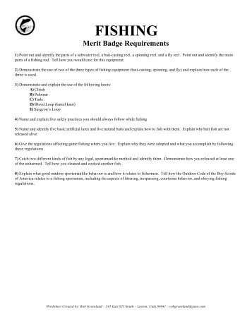 FISHING Merit Badge Requirements - Tripod