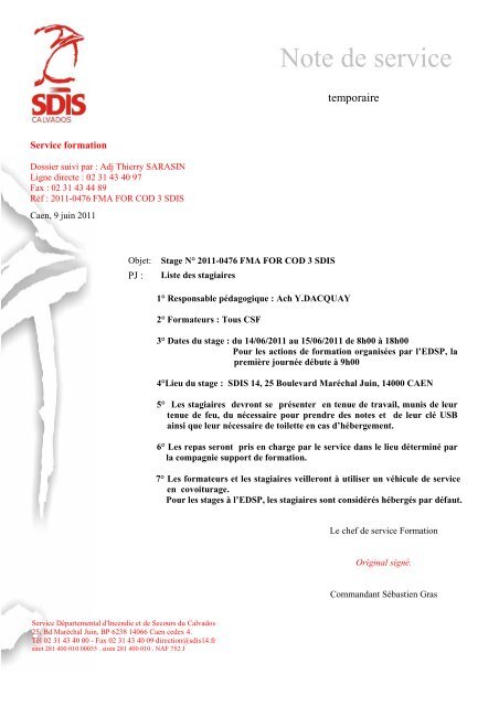 info document - SDIS14