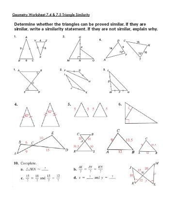 Geometry Worksheet 7.4 & 7.5 Triangle Similarity - Saratoga High ...