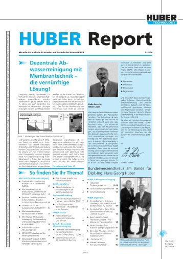Huber Report - Ausgabe 1/2004, deutsch - Hans Huber AG