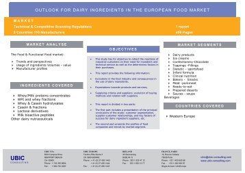 OUTLOOK FOR DAIRY INGREDIENTS IN  THE ... - UBIC-Consulting