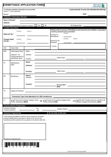 REMITTANCE APPLICATION FORM - Standard Chartered Bank