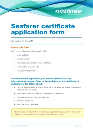 Seafarer Licensing Application Form - Maritime New Zealand