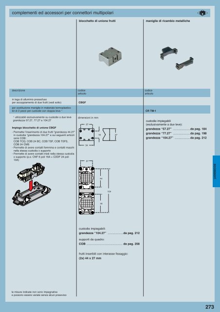 complementi ed accessori per connettori multipolari - Ilme