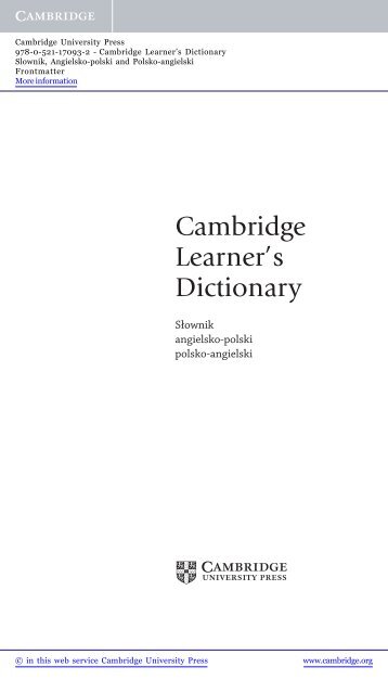 Cambridge Learner's Dictionary - Cambridge University Press