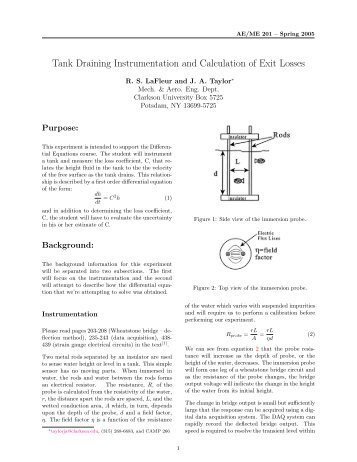 AE/ME 201-- Procedure -- Lab: Tank Draining Instrumentation and ...