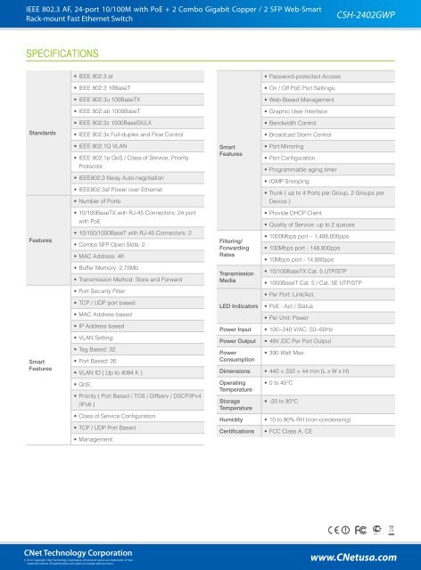 CSH-2402GWP Datasheets - CNet