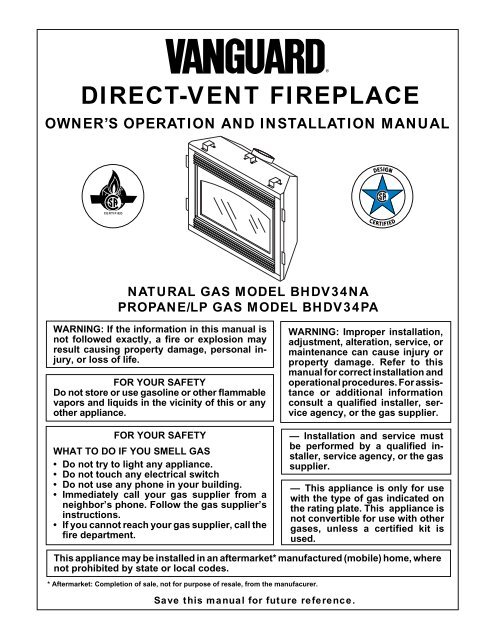 direct-vent fireplace (natural/propane/lp) - Desa