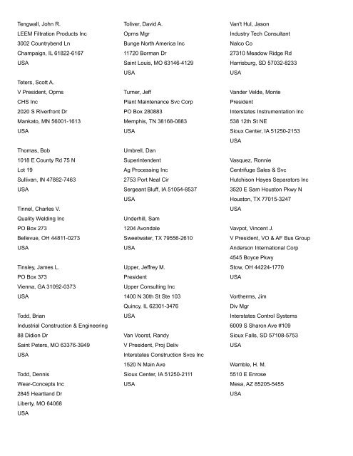 Member Listing as of September 4, 2012 - International Oil Mill ...