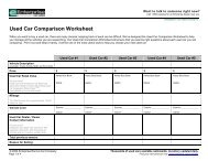 Used Car Comparison Worksheet from Enterprise Car Sales