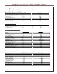 Laredo Fire Department Training Center Fee Schedule