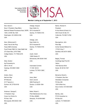 IOMSA Member Roster (.pdf) - International Oil Mill Superintendents ...
