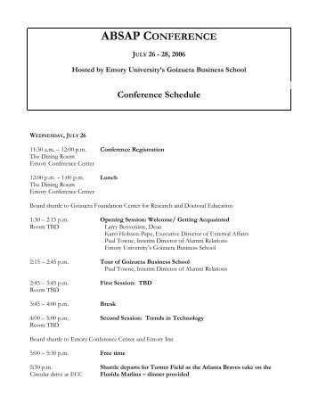 ABSAP CONFERENCE - Emory Goizueta Business School Intranet
