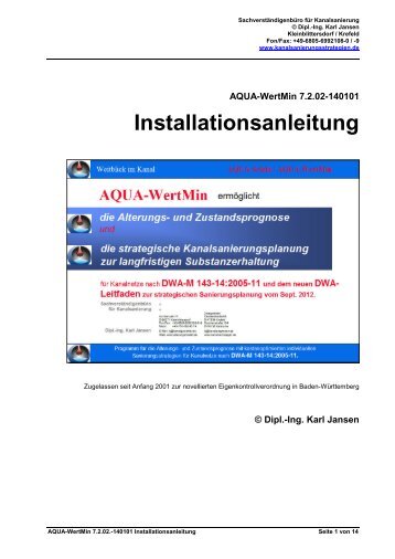 AQUA-WertMin 7.0.00-130601 Installationsanleitung - Ing. Karl Jansen