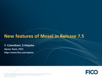 New features of Mosel in Release 7.5 - Fico