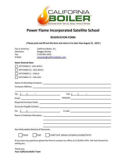register now - California Boiler