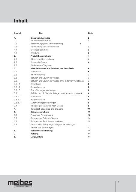 3. Inbetriebnahme und Arbeiten mit dem Gerät - Meibes