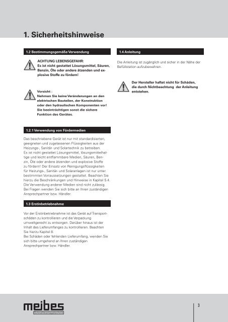 3. Inbetriebnahme und Arbeiten mit dem Gerät - Meibes