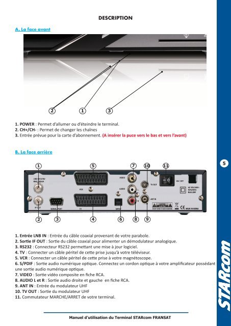 Manuel d'utilisation STARcom 9930 - OPTEX