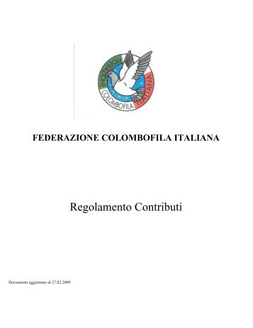 Regolamento Contributi - Federazione Colombofila Italiana