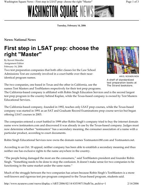First step in LSAT prep: choose the right &quot;Master&quot;