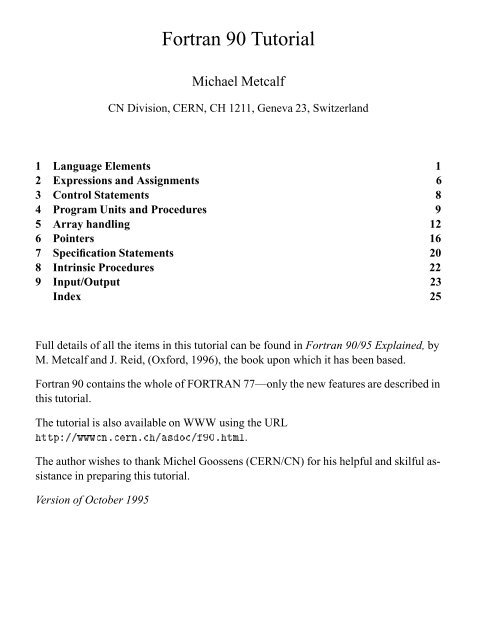 Fortran 90 Tutorial - grdelin