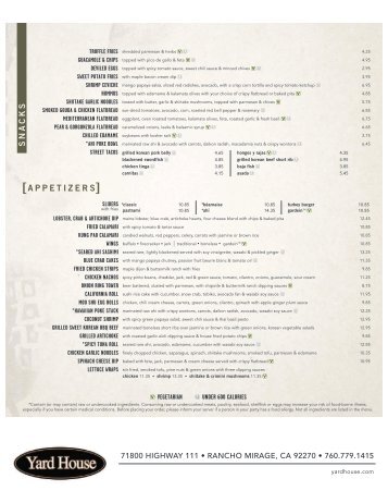 Food Menu - Yard House Restaurants